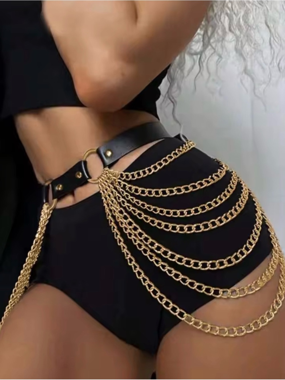 NWT Gold Chain Belt with Black Strap